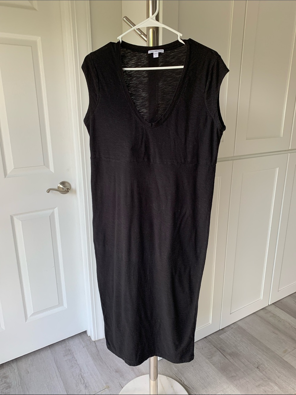 James Perse Black Crewneck Short-Sleeve Tee Dress, Size 1.
